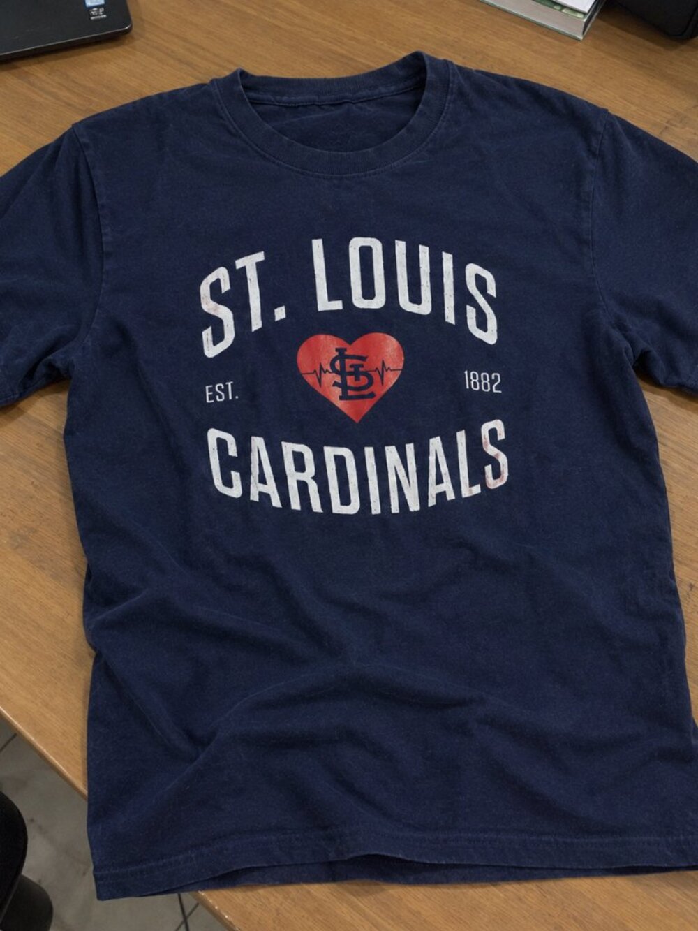 St.Louis Cardinals Est. 1882 Heart Logo Navy Blue T-Shirt